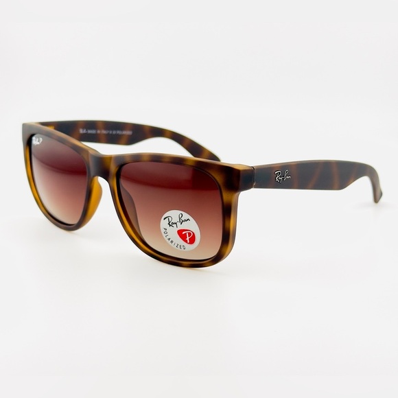 Ray-Ban Justin Polarized Sunglasses RB4165 Matte Havana Brown Gradient lenses - Picture 3 of 12